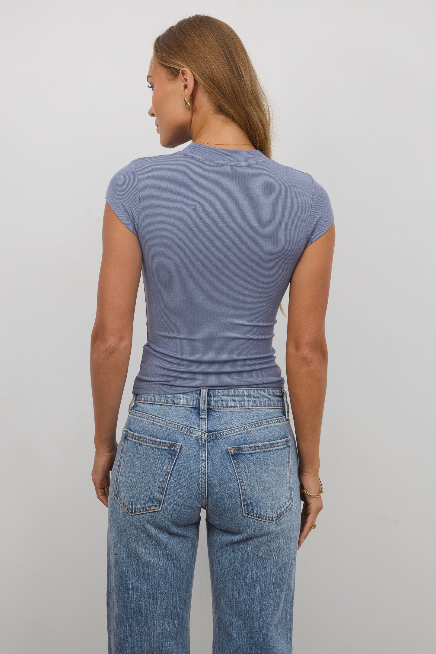 Asher Ribbed Top in Blue