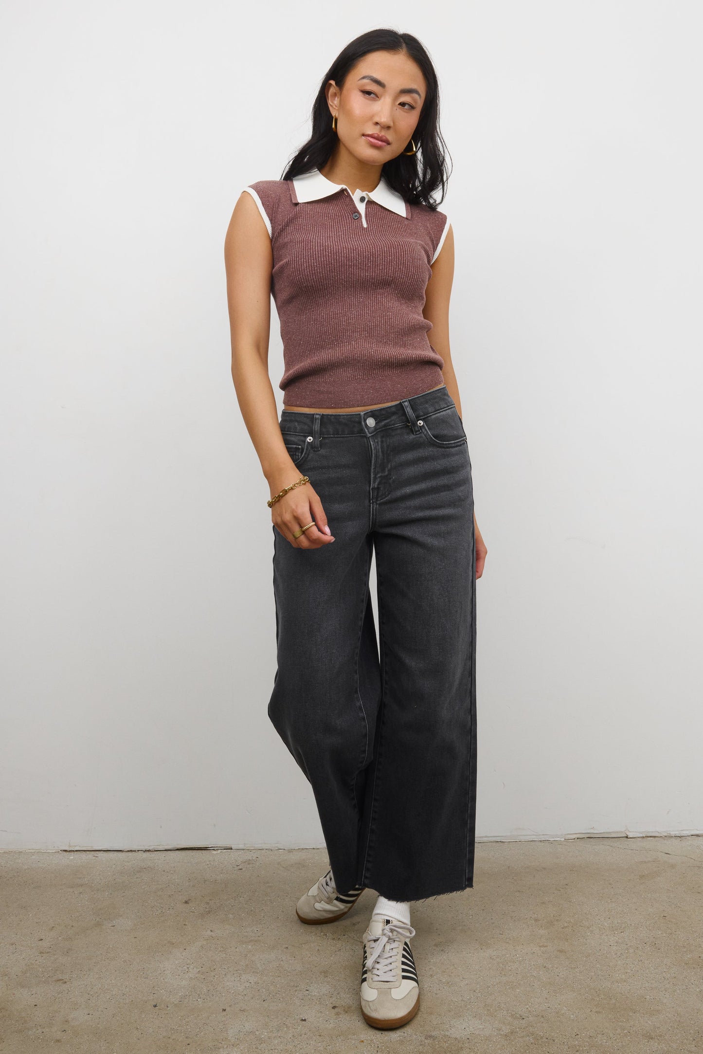 Colette Wide Leg Jeans in Faded Black