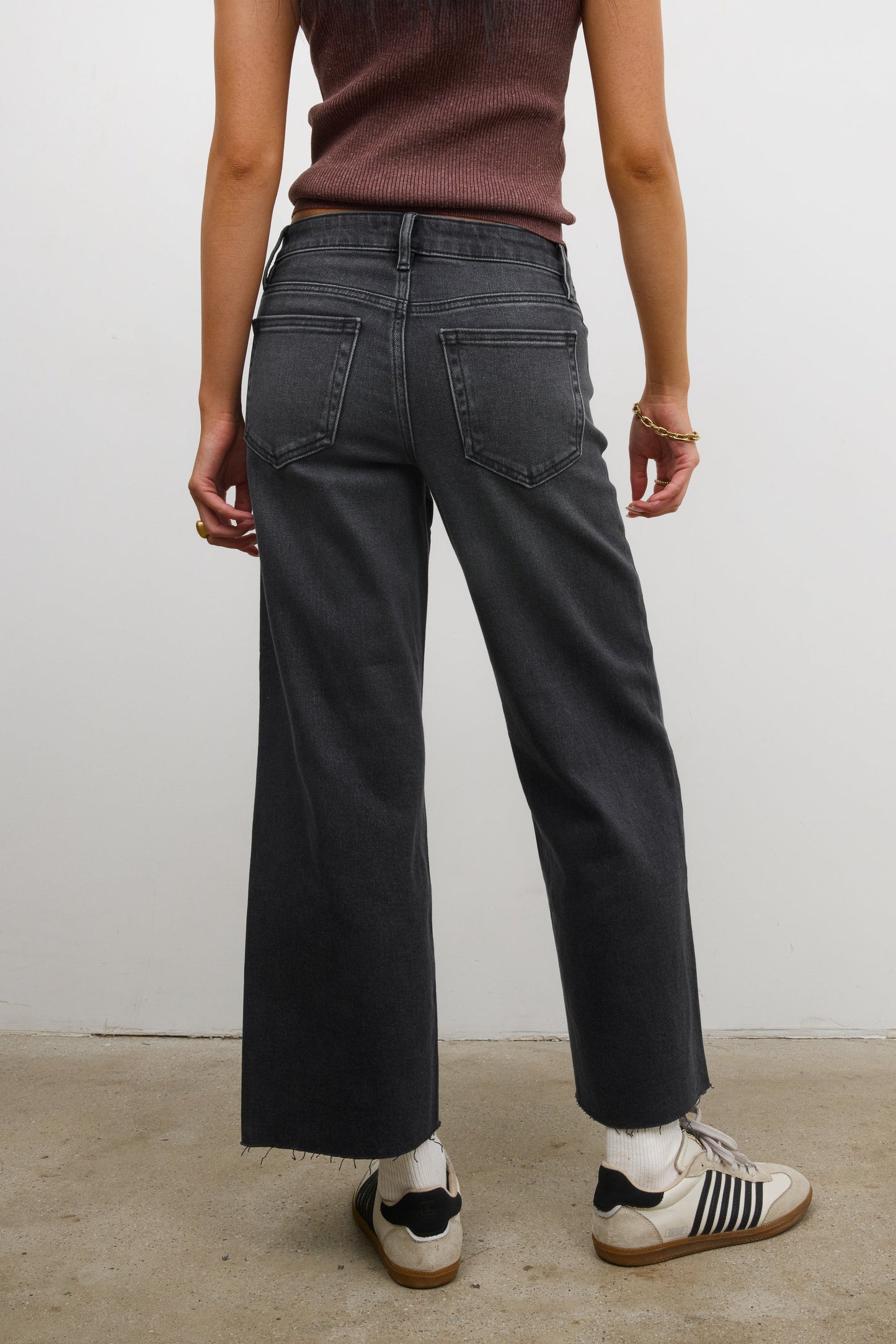 Colette Wide Leg Jeans in Faded Black