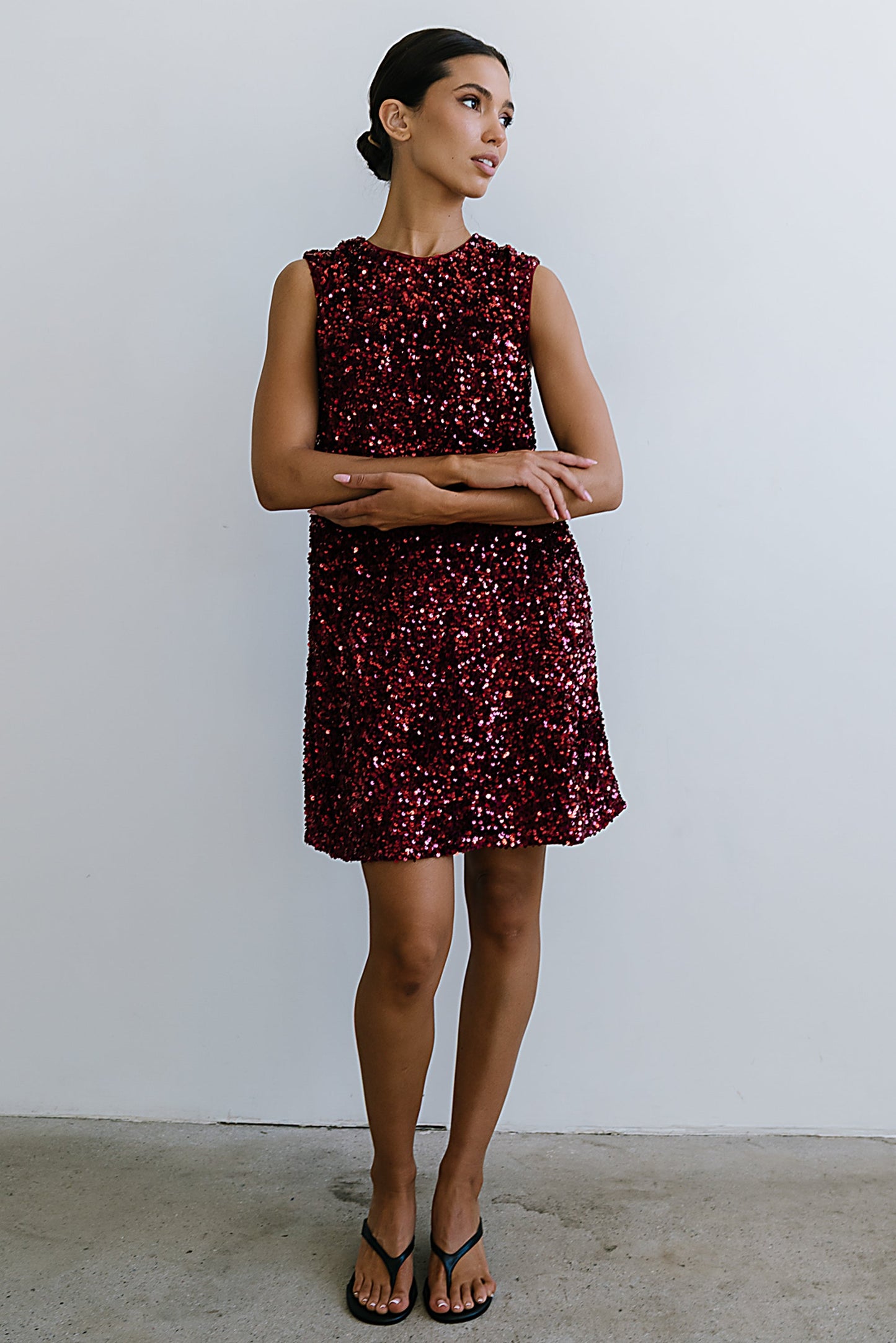 Bessie Sequin Mini Dress in Burgundy - FINAL SALE