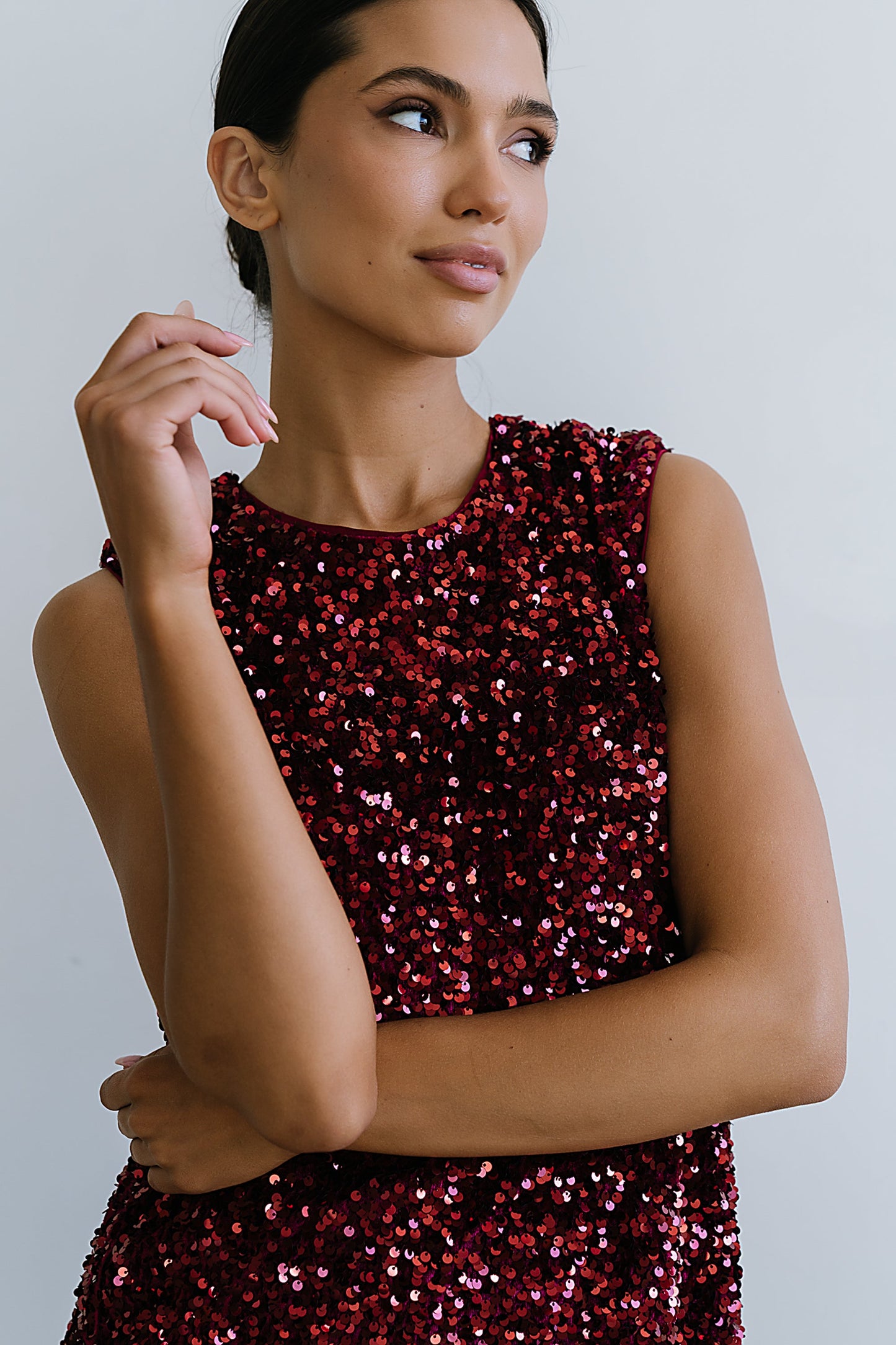 Bessie Sequin Mini Dress in Burgundy - FINAL SALE
