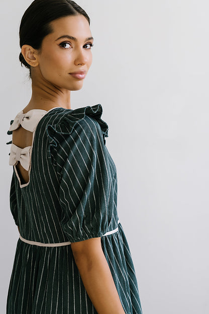 Berlin Corduroy Baby Doll Midi Dress in Green - FINAL SALE