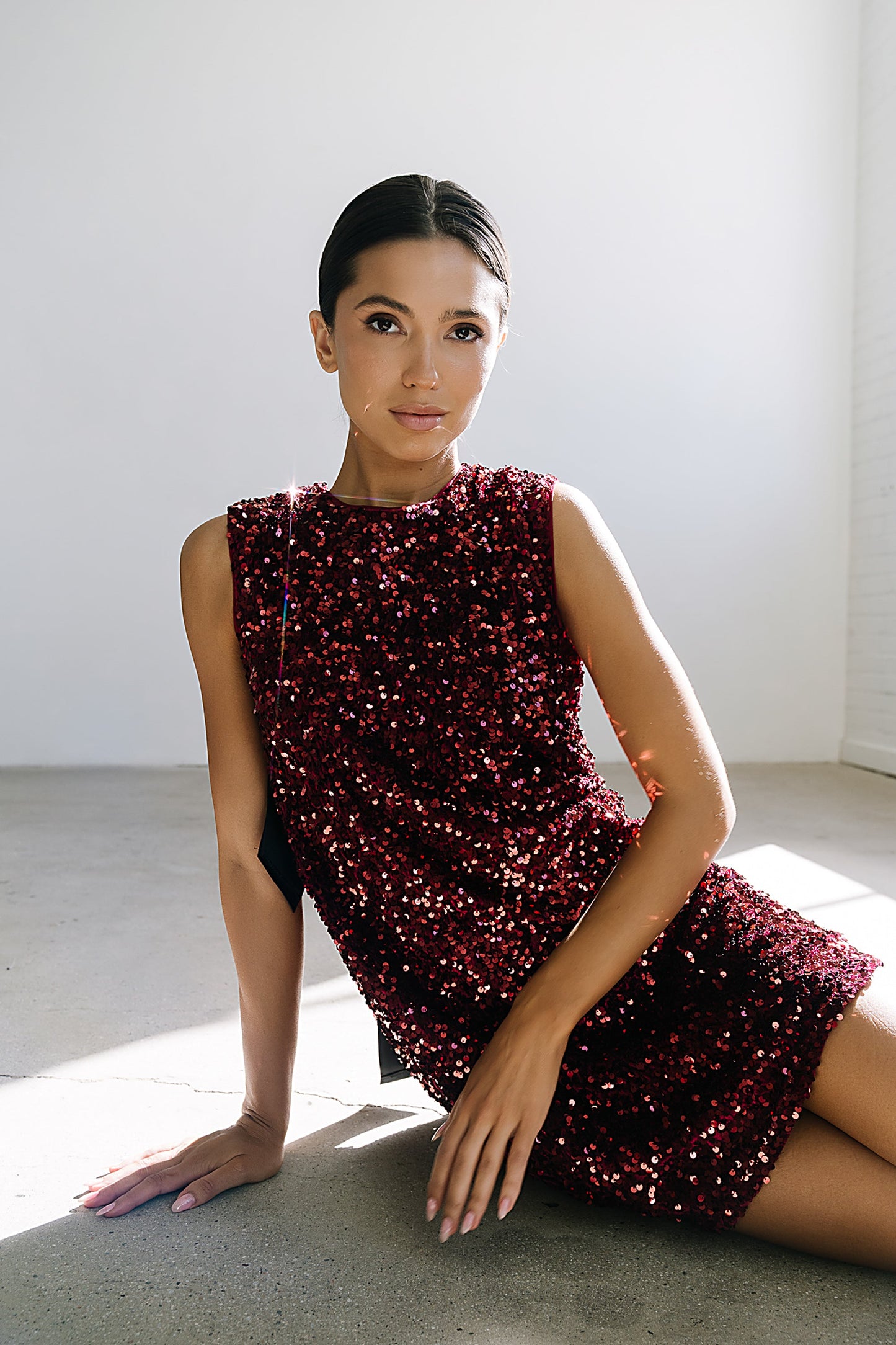 Bessie Sequin Mini Dress in Burgundy - FINAL SALE