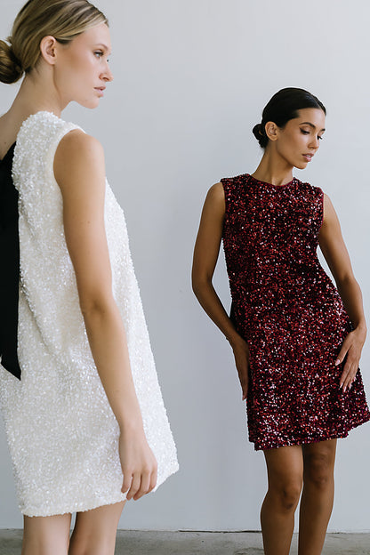 Bessie Sequin Mini Dress in Burgundy - FINAL SALE