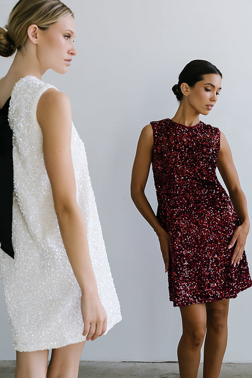 Bessie Sequin Mini Dress in Burgundy - FINAL SALE