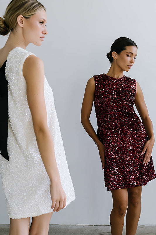 Bessie Sequin Mini Dress in Burgundy - FINAL SALE