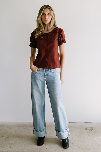 Connie Ruffle Blouse in Rust - FINAL SALE