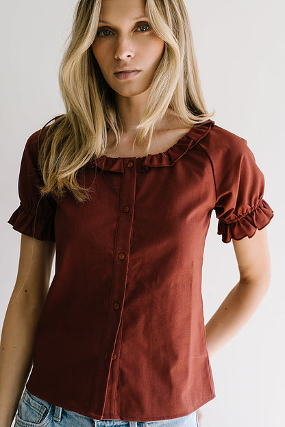 Connie Ruffle Blouse in Rust - FINAL SALE