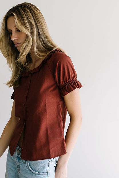 Connie Ruffle Blouse in Rust - FINAL SALE