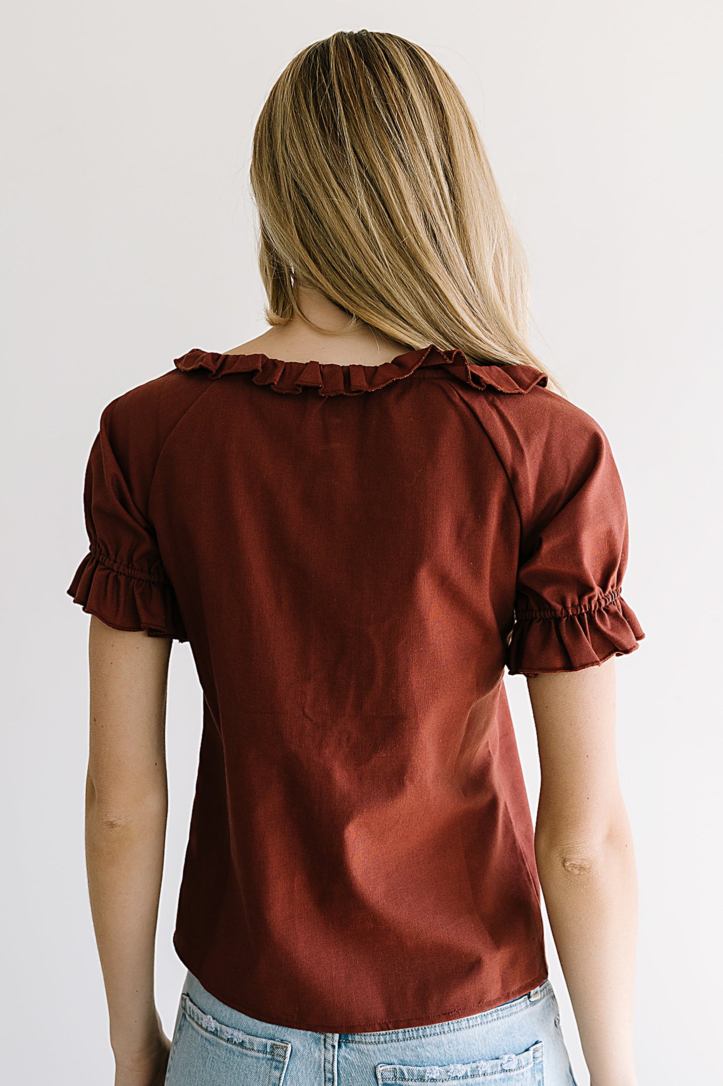 Connie Ruffle Blouse in Rust - FINAL SALE