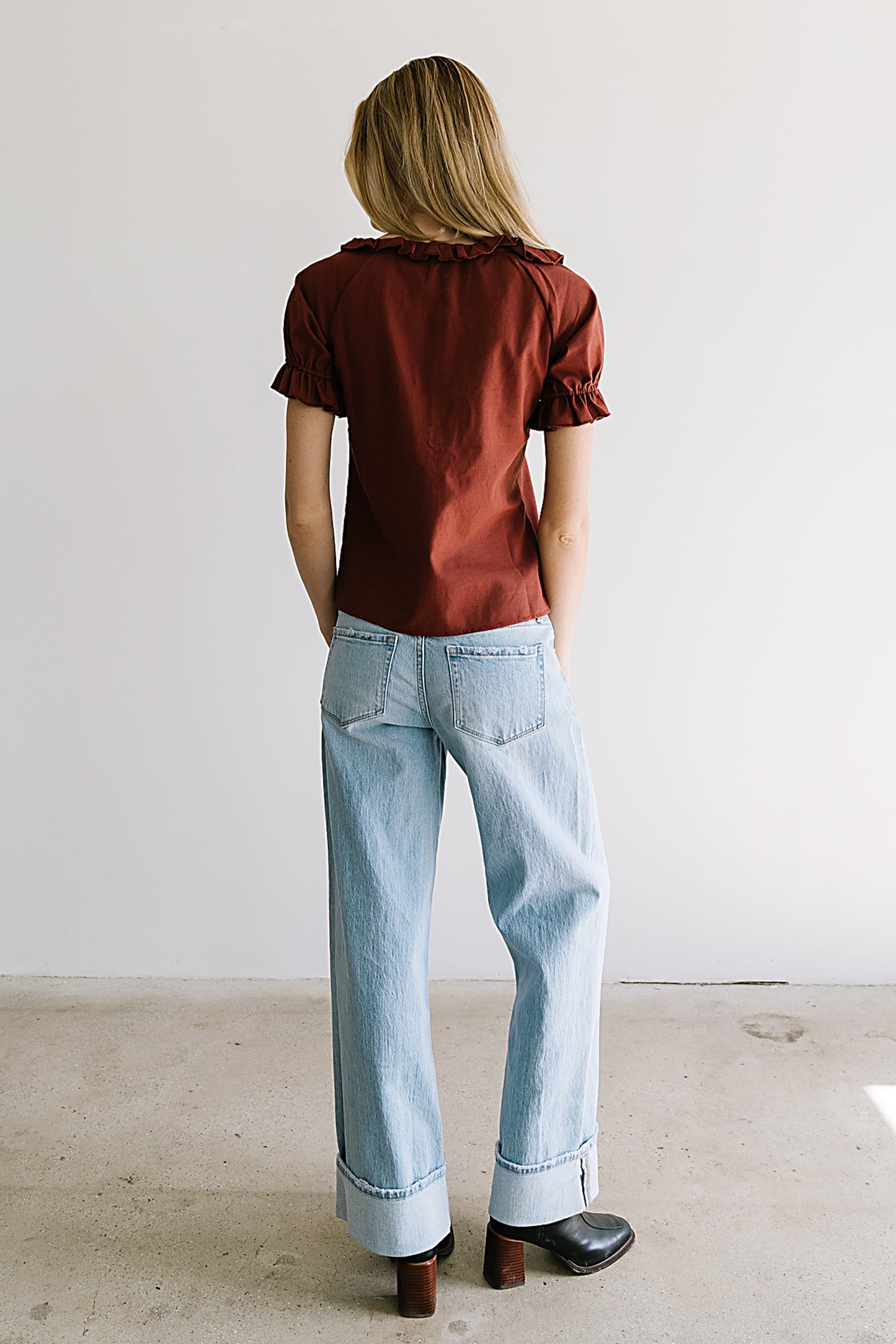 Connie Ruffle Blouse in Rust - FINAL SALE