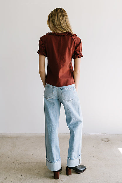 Connie Ruffle Blouse in Rust - FINAL SALE