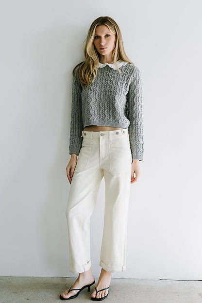 Hayley Collared Sweater in Grey - FINAL SALE
