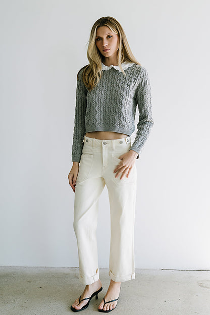 Hayley Collared Sweater in Grey - FINAL SALE