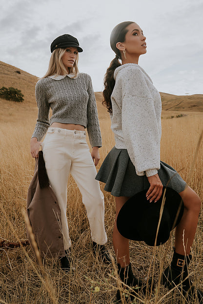 Hayley Collared Sweater in Grey - FINAL SALE