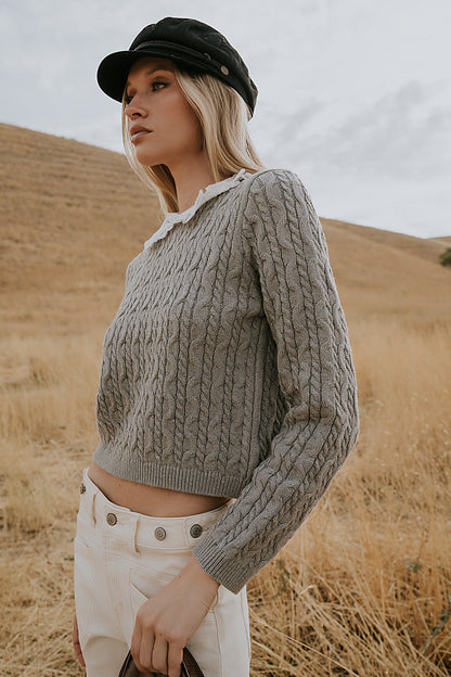 Hayley Collared Sweater in Grey - FINAL SALE