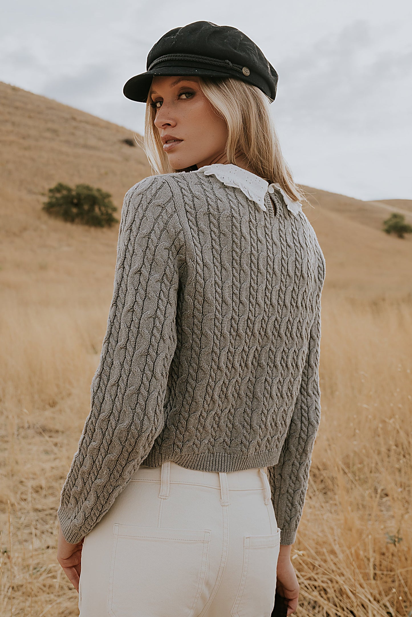 Hayley Collared Sweater in Grey - FINAL SALE