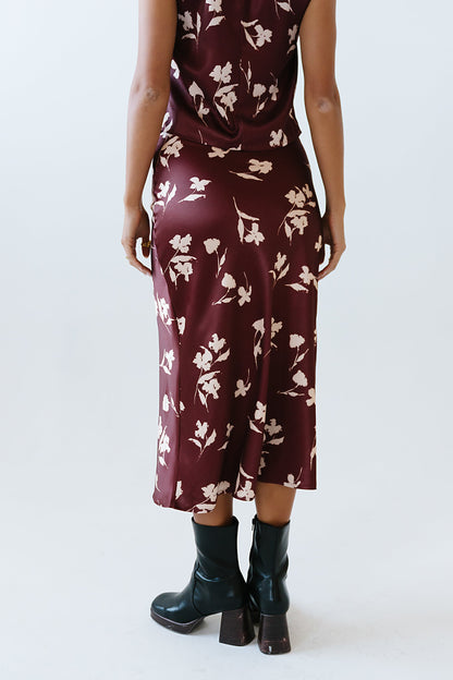 Carsyn Floral Maxi Skirt in Red-Brown - FINAL SALE