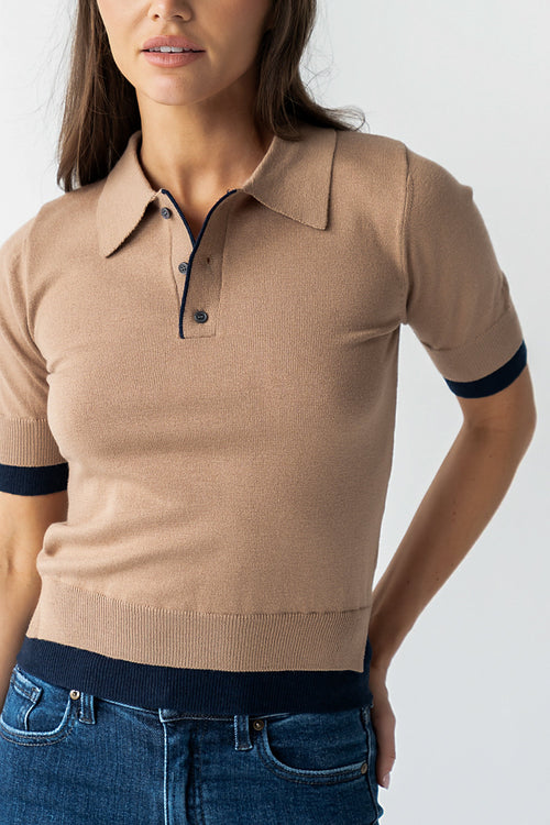 Delilah Contrast Sweater in Taupe