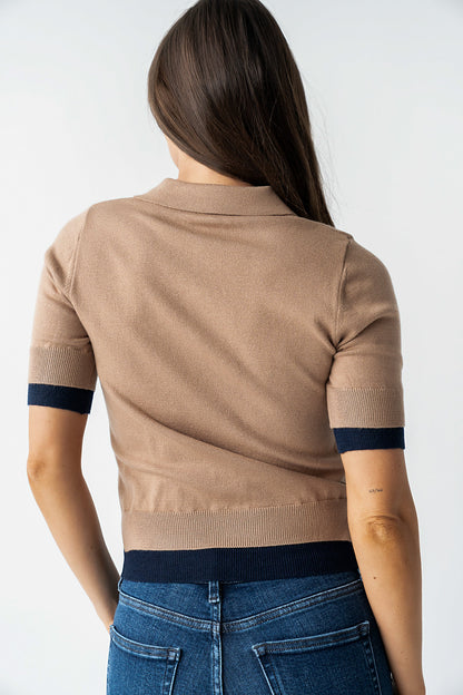 Delilah Contrast Sweater in Taupe