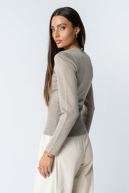 Flora Knit Top in Taupe