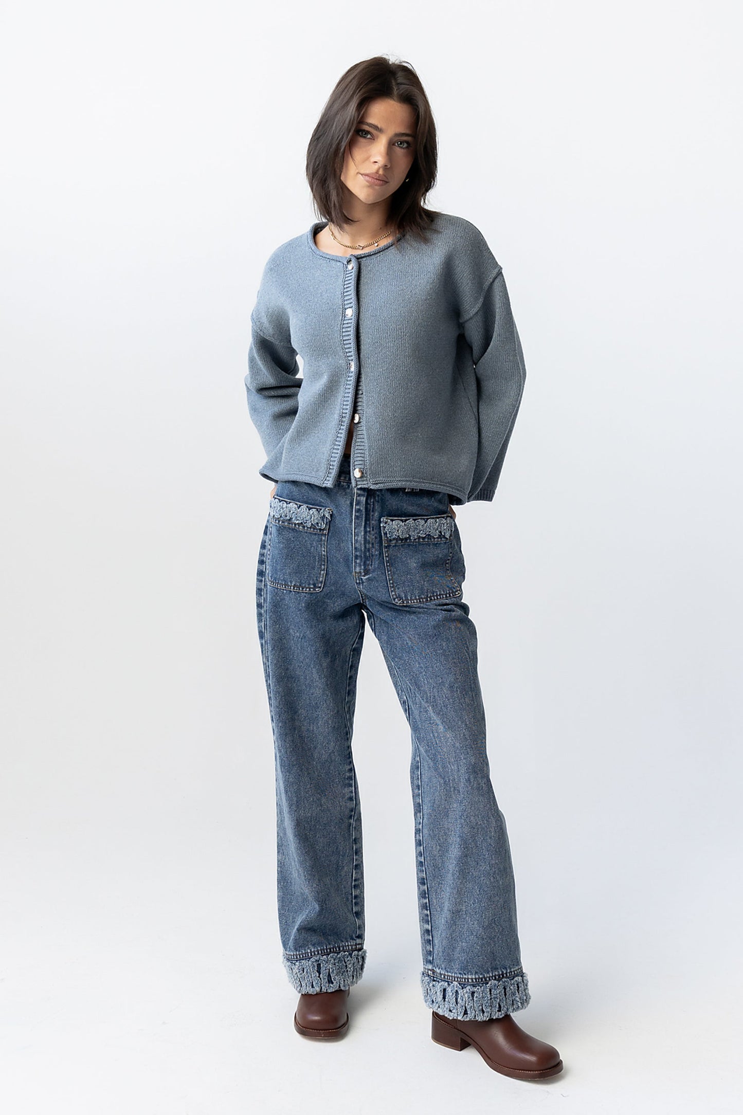 Carlie Knit Cardigan in Light Blue - FINAL SALE