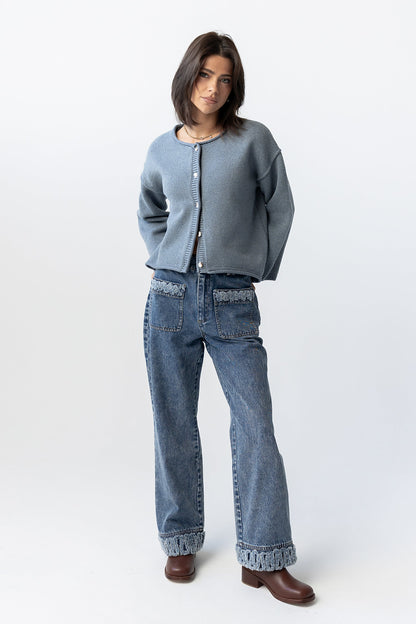Carlie Knit Cardigan in Light Blue - FINAL SALE