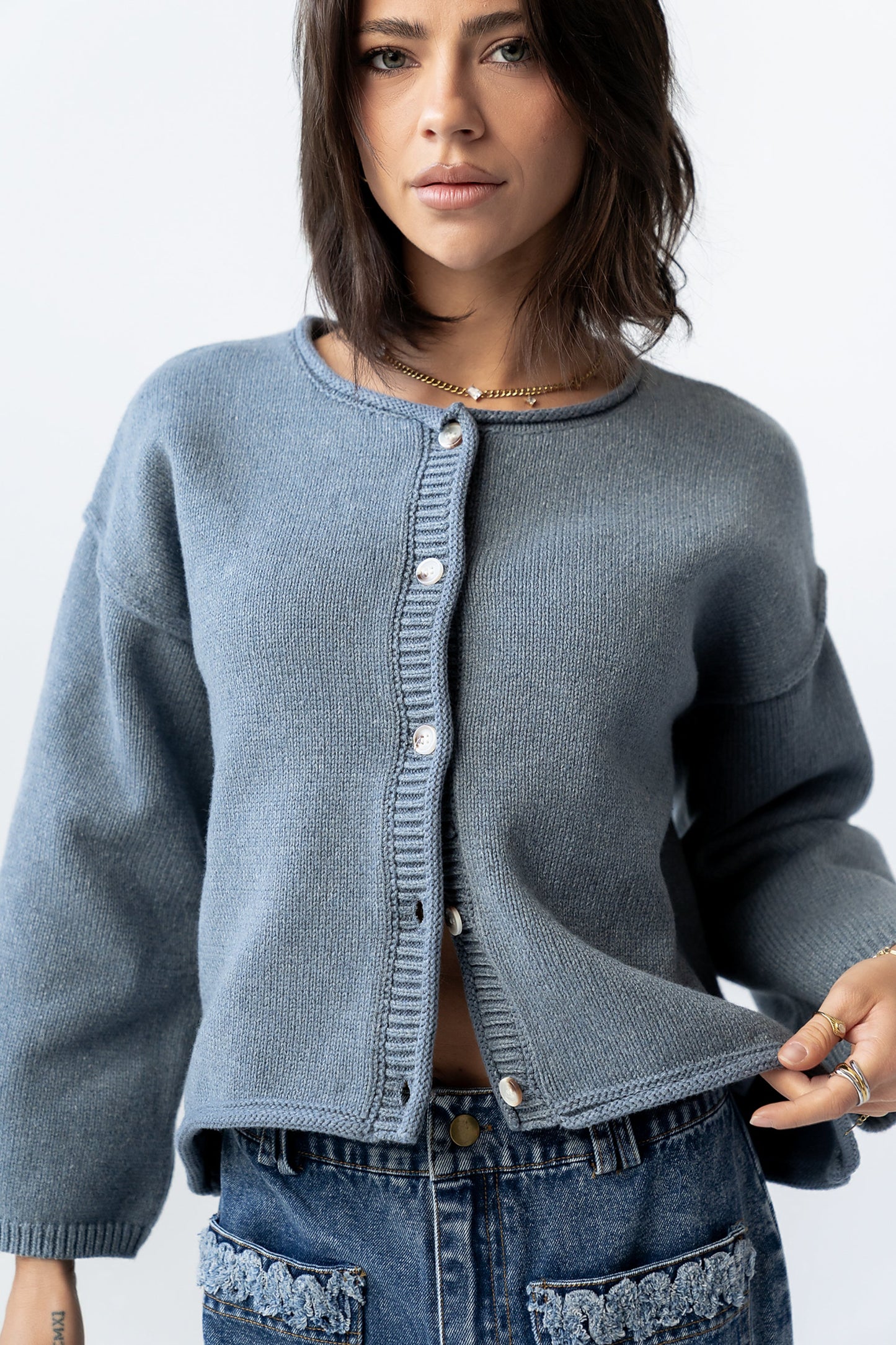 Carlie Knit Cardigan in Light Blue - FINAL SALE