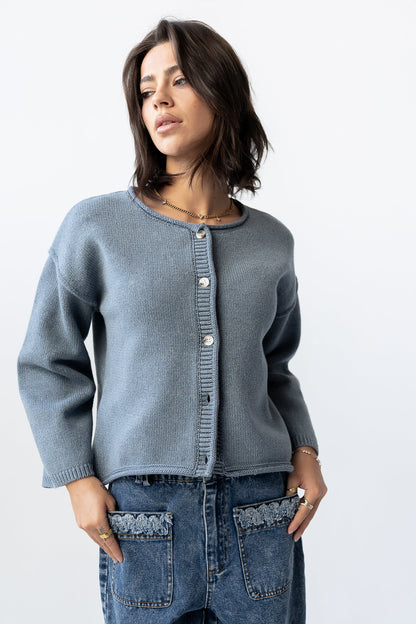 Carlie Knit Cardigan in Light Blue - FINAL SALE