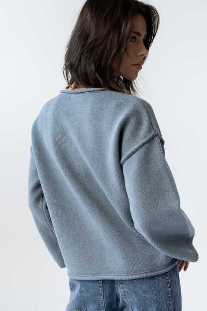 Carlie Knit Cardigan in Light Blue - FINAL SALE