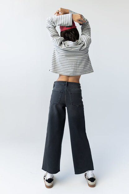 Colette Wide Leg Jeans in Faded Black