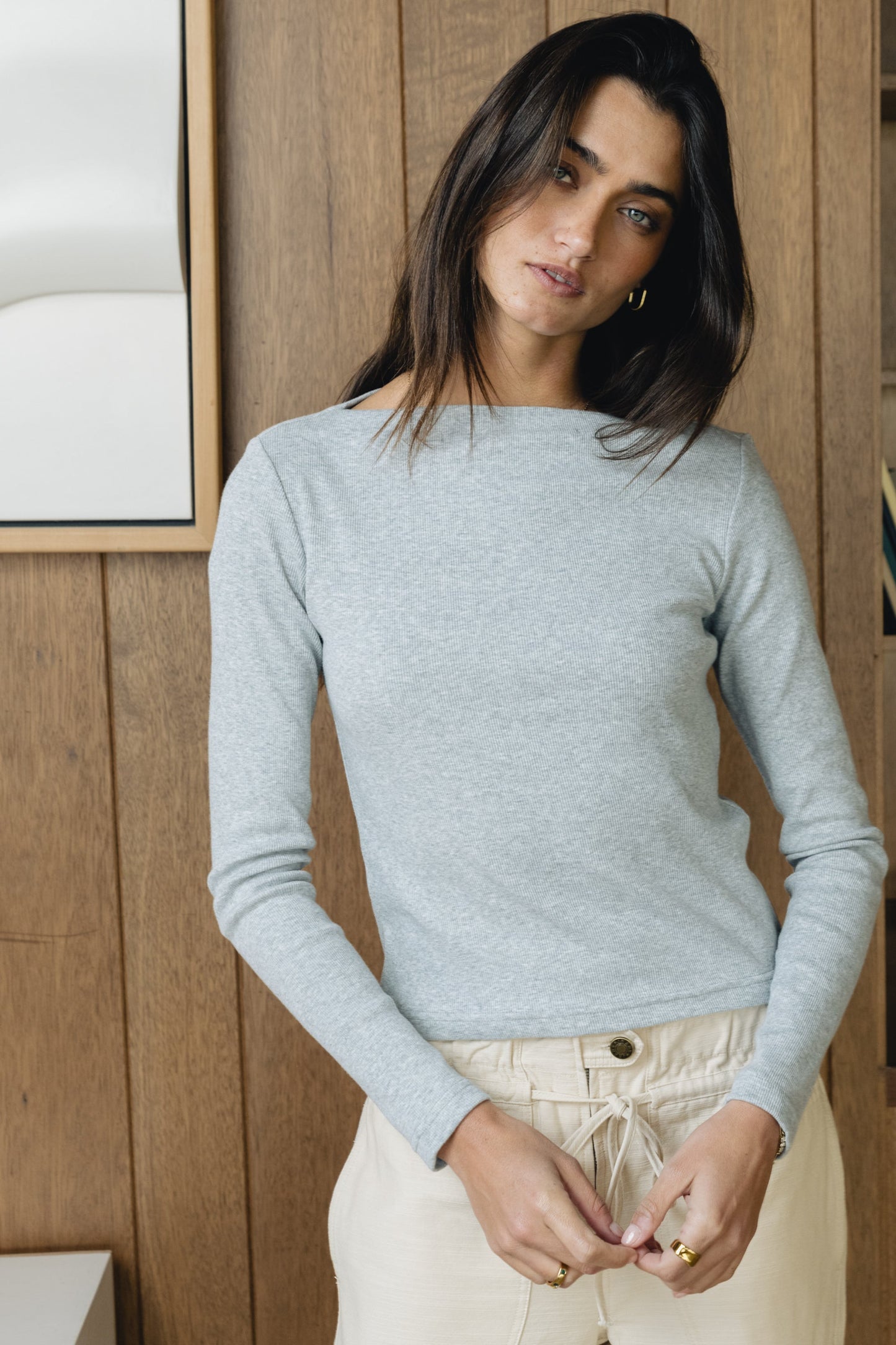 Becca Boatneck Top in Grey