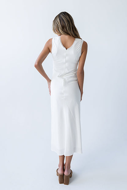 Hailey Lace Trim Maxi Dress in Ivory