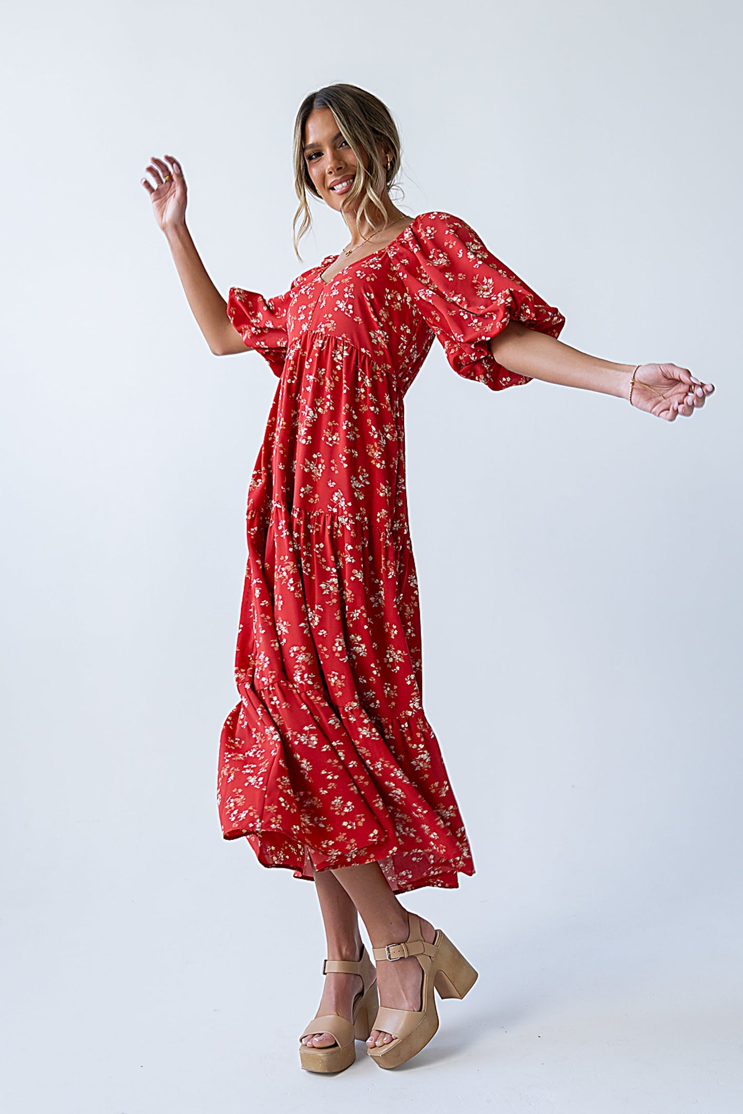 Amy Floral Maxi Dress in Red - FINAL SALE