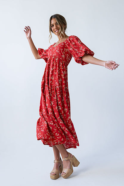 Amy Floral Maxi Dress in Red - FINAL SALE