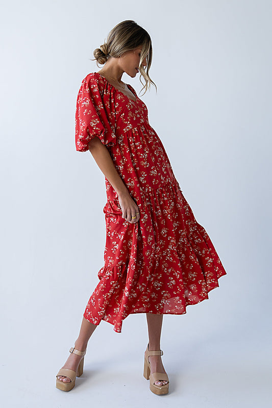Amy Floral Maxi Dress in Red - FINAL SALE