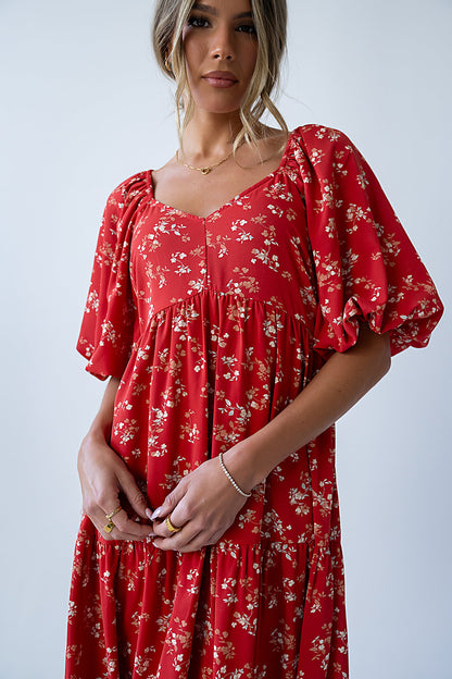 Amy Floral Maxi Dress in Red - FINAL SALE