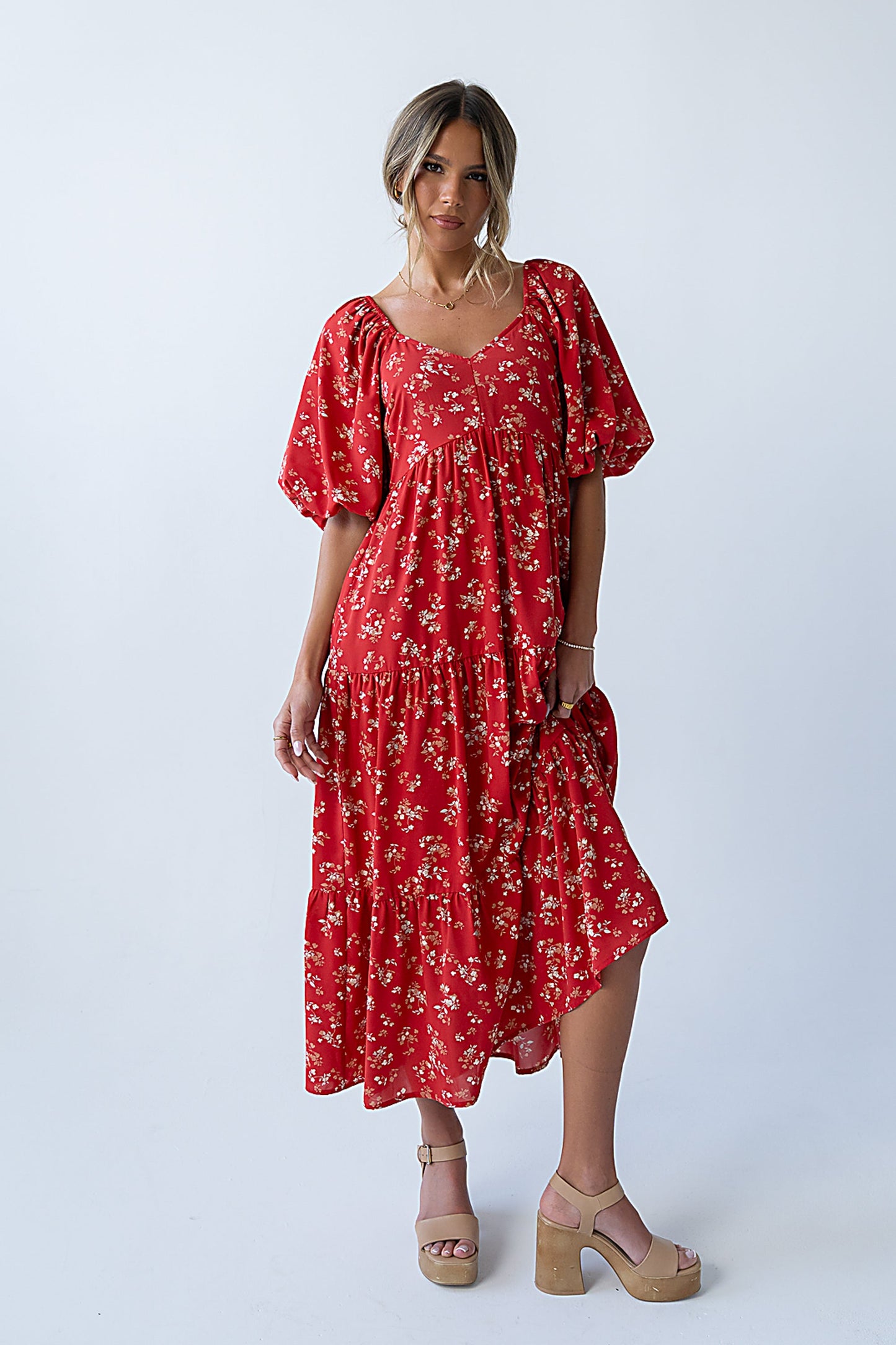 Amy Floral Maxi Dress in Red - FINAL SALE
