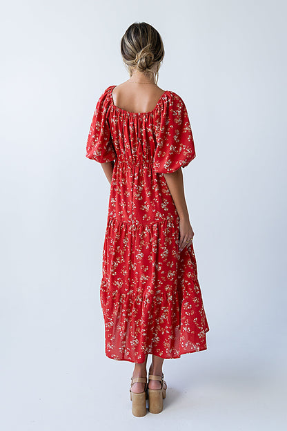 Amy Floral Maxi Dress in Red - FINAL SALE