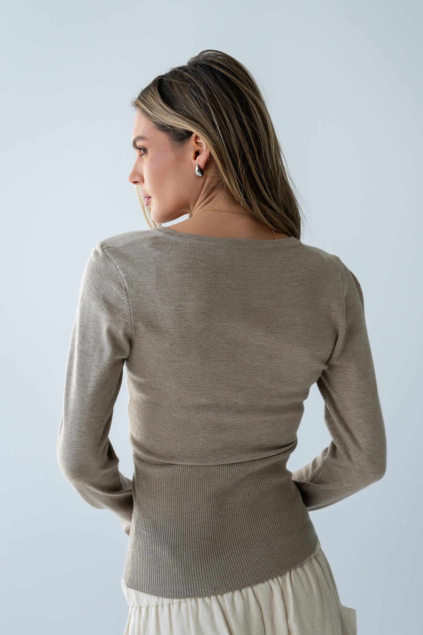 Flora Knit Top in Taupe