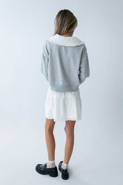 Eddie Collared Sweatshirt in Heather Grey - FINAL SALE