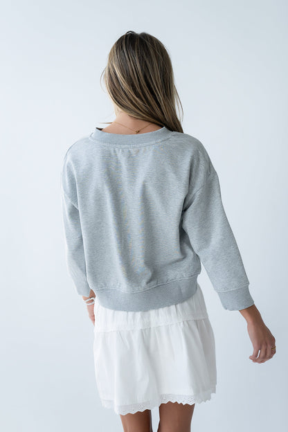 Eddie Collared Sweatshirt in Heather Grey - FINAL SALE