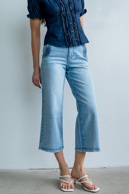 Corina Cropped Wide Leg Jeans
