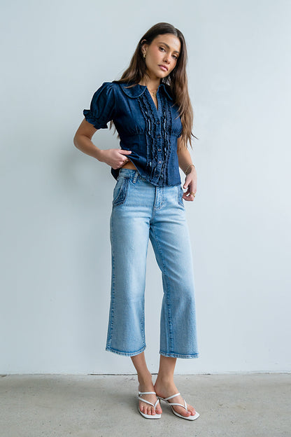 Corina Cropped Wide Leg Jeans