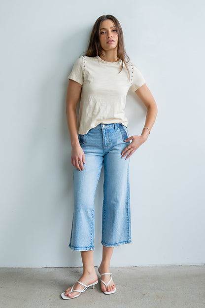 Corina Cropped Wide Leg Jeans