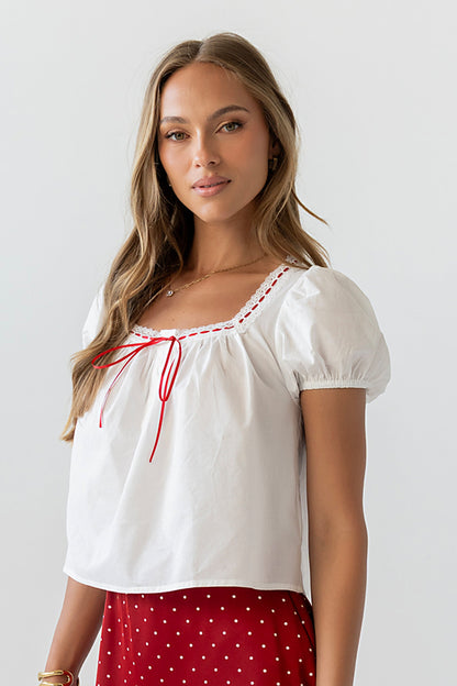 Claire Poplin Blouse in Off White