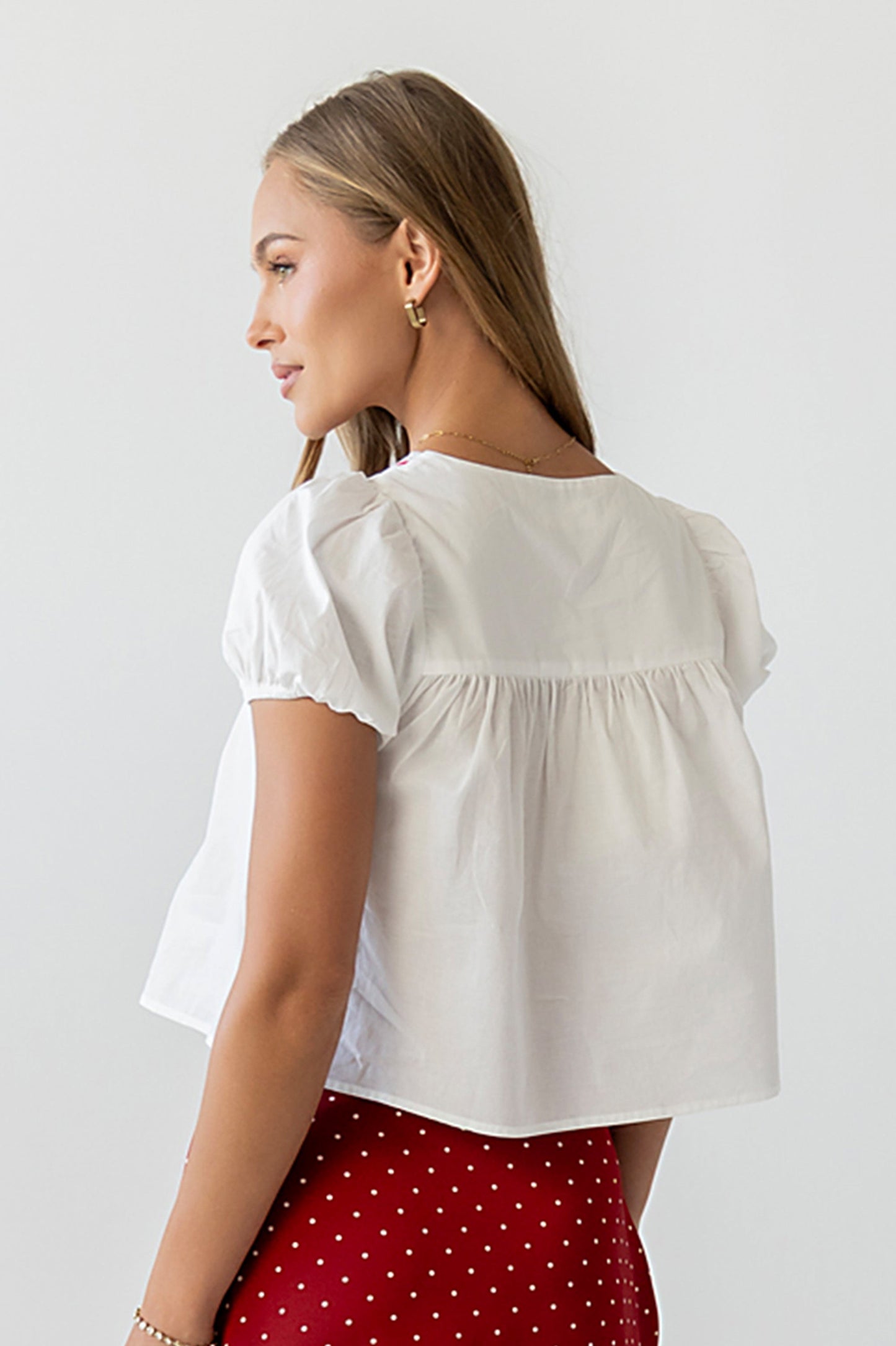 Claire Poplin Blouse in Off White