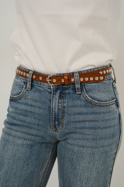 Alesha Studded Belt in Tan