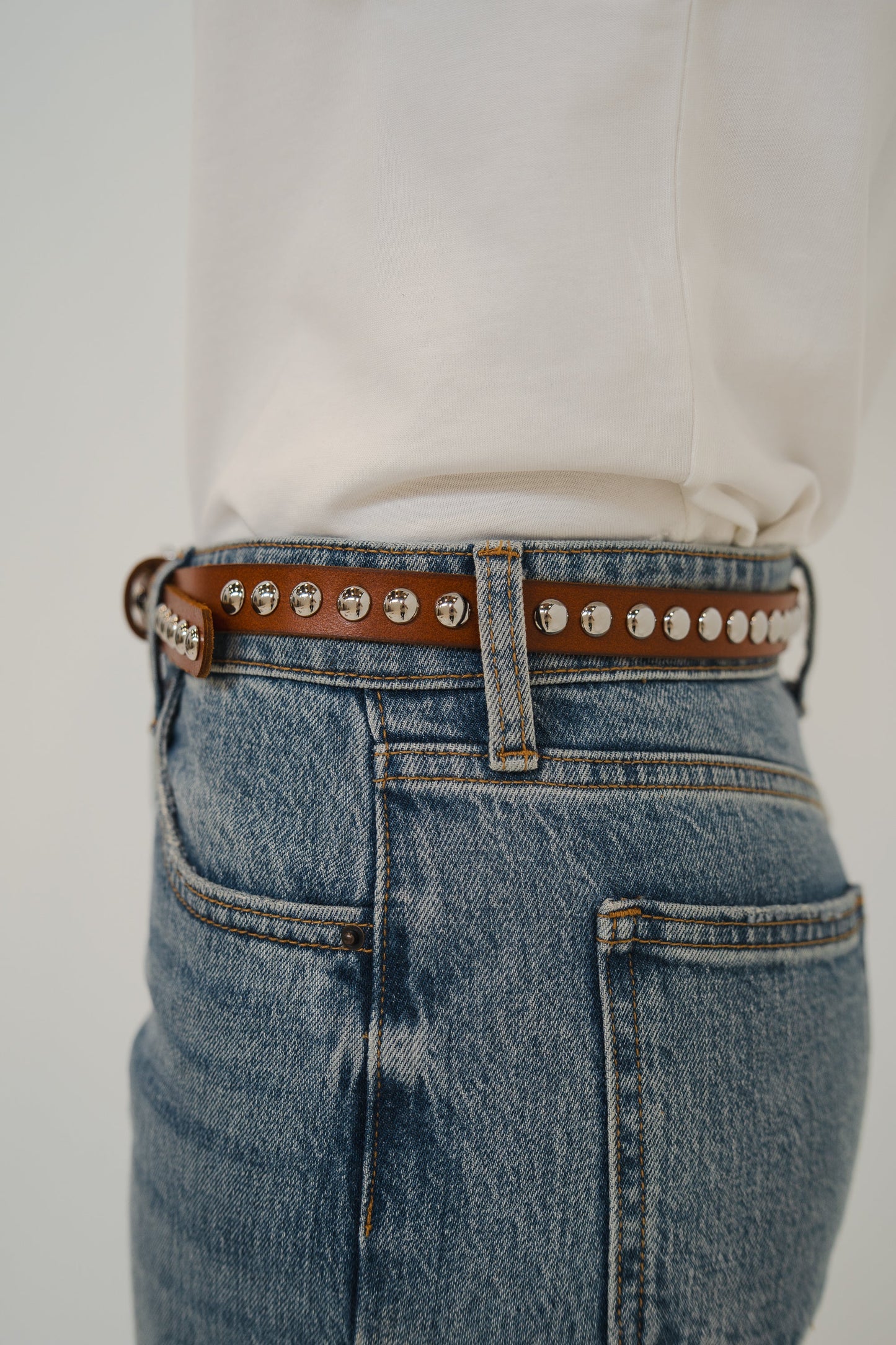 Alesha Studded Belt in Tan