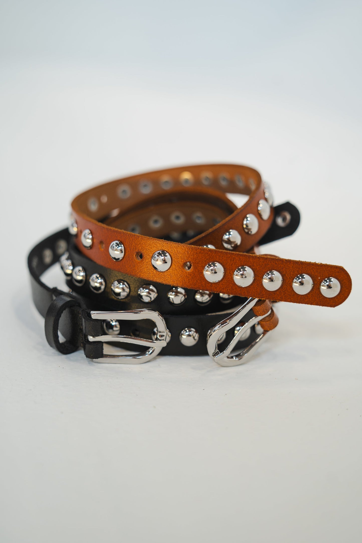 Alesha Studded Belt in Tan